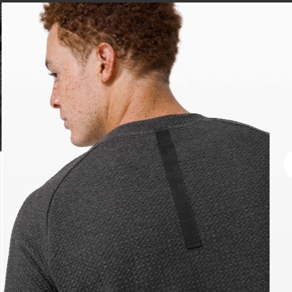 Lululemon At Ease Crew Sweatshirt Pullover Heathered Black Gray Mens L Textured - Picture 5 of 13